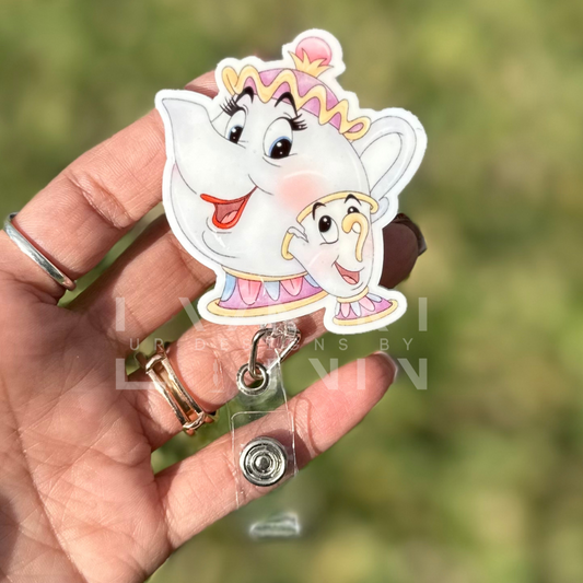 Mrs. Potts & Chip Inspired Badge Reel