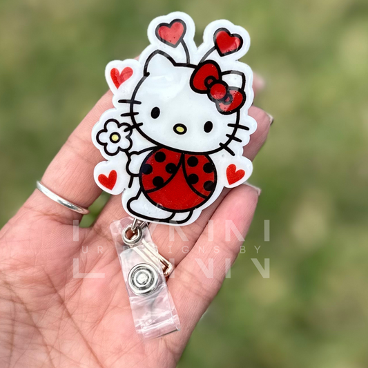 Lady Bug Hello Kitty Inspired Badge Reel